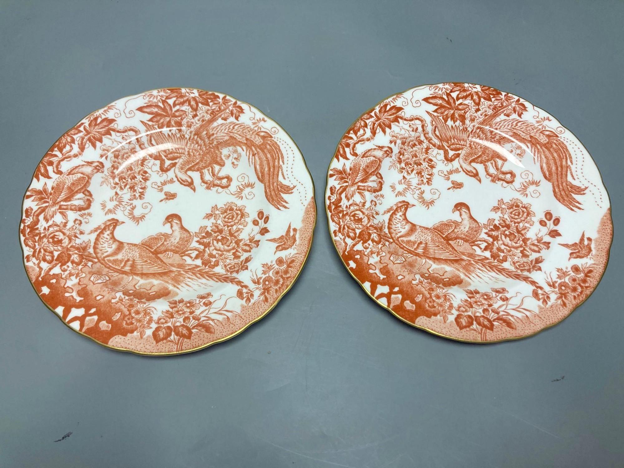 Two Royal Crown Derby Imari pattern plates, three Crown Derby plates or saucers, a Royal Crown Derby cup and two saucers and two Red Av